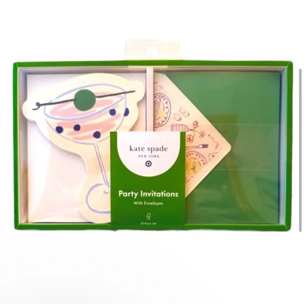NWT! Kate Spade x Target 10 Cocktail Shaped Party Invitations with Envelopes